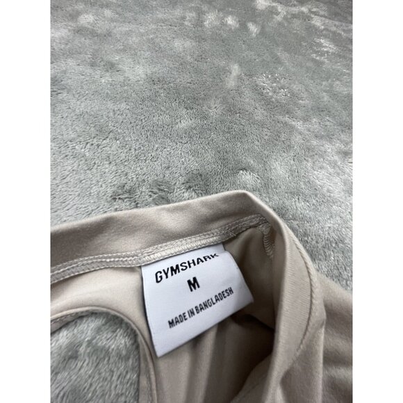 Gymshark Crop Top Womens Medium Ivory Long Sleeve Open Back Thumb Holes Workout - Picture 8 of 8